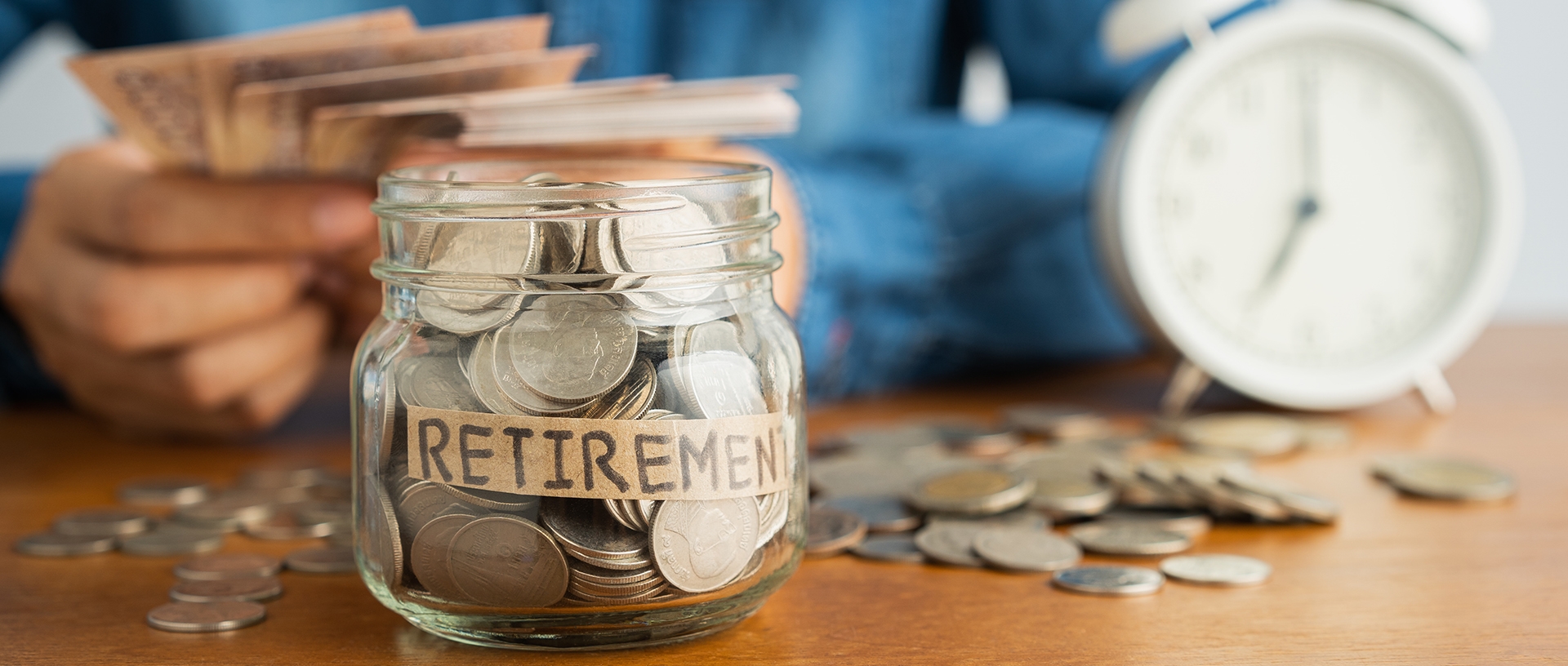 jar with retirement coins